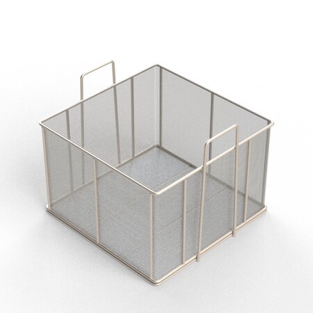 Anysizebasket Rectangular Wire Mesh Basket: 18Lx18Wx12H, 304 SS, 5/16 Rod Frame, Stacking Handles, Mesh: 8 x .047 TMT-180180120-A08S